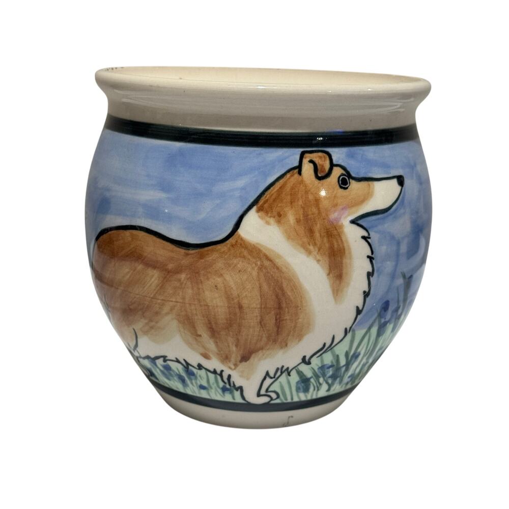 Karen Donleavy Sheltie Pottery Jar Canister -Flawed